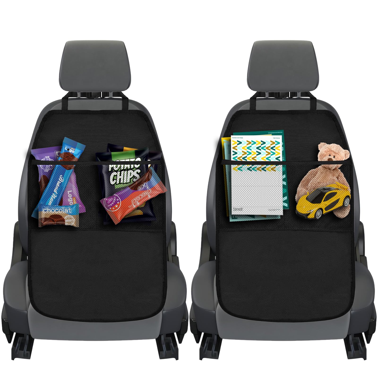 chuanhylis 2 Stück Autositz Organizer, Anti Kicking Rückenlehnenschutz Auto, Rücksitz Organizer Kinder für Rückseite Der Vordersitze Kick-Matten Schutz mit Kindern Um Das Auto Ssauber