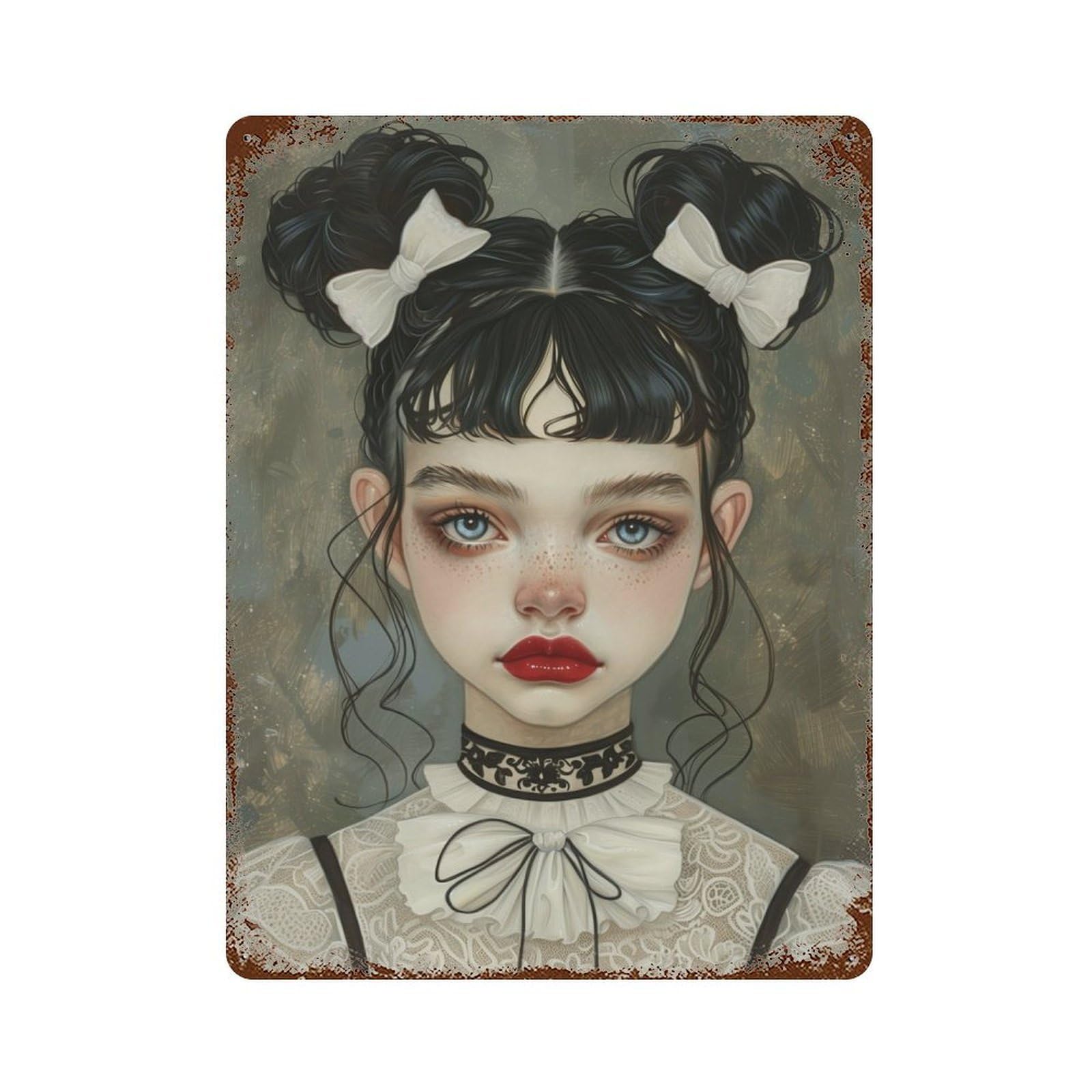 Female Portrait 15.7"x11.8" Retro Metal Sign, Industrial Home Decor for Basement, Hobby Room And Garage Decor