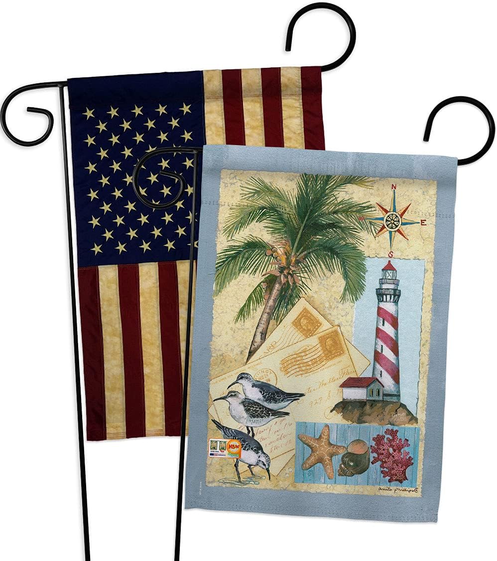 Breeze Decor Lighthouse Letters Garden Flag Pack Coastal Nautical Anchor Sailor Sea Shells Outdoor Summer Ocean Vintage Applique House Decoration Banner Small Yard Gift Double-Sided, Made in USA