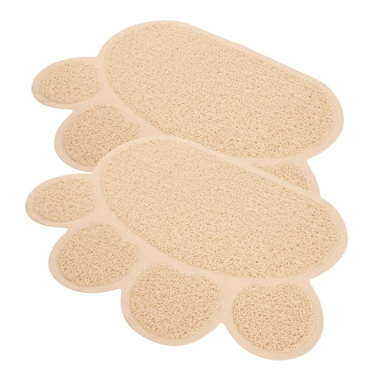 WOONEKY 2 Stück-pack Pvc Katzenstreu Unterlage in Beige Rutschfeste Katzenstreu Matte mit Pfotenform Schützend für Katzenkrallen als Haustiermatte für Eingangsbereich