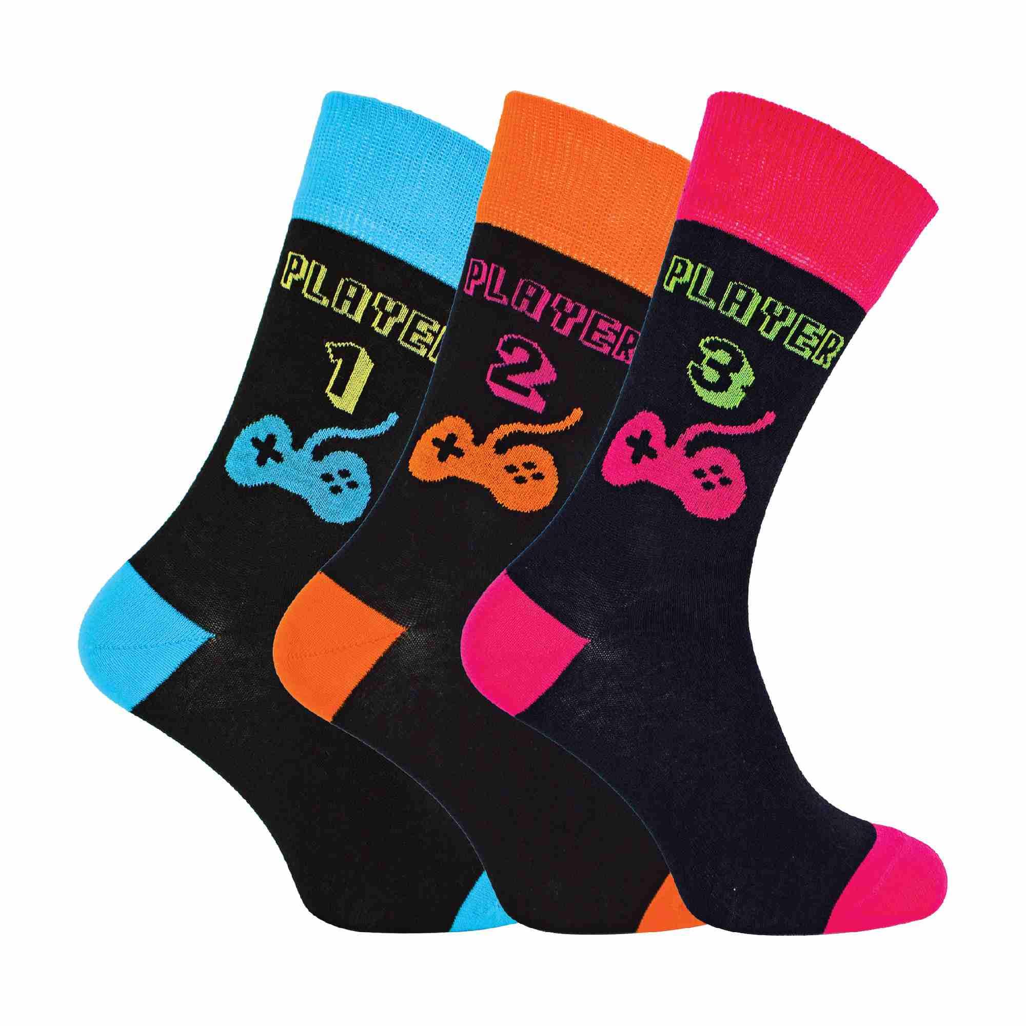 Sock Snob Mens Retro Gaming Funky Novelty Video Game Socks 6-11 | 3 Pairs | Statement Gift | Multi Pair Value Set | Conversation Starter | Casual Footwear Accessory | Shoe Layer Essential