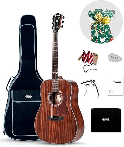 Mantic Kit de guitarra acústica de tamaño completo de 41 pulgadas, bolsas de regalo incluidas, guitarra Dreadnought vintage mate para adolescentes y