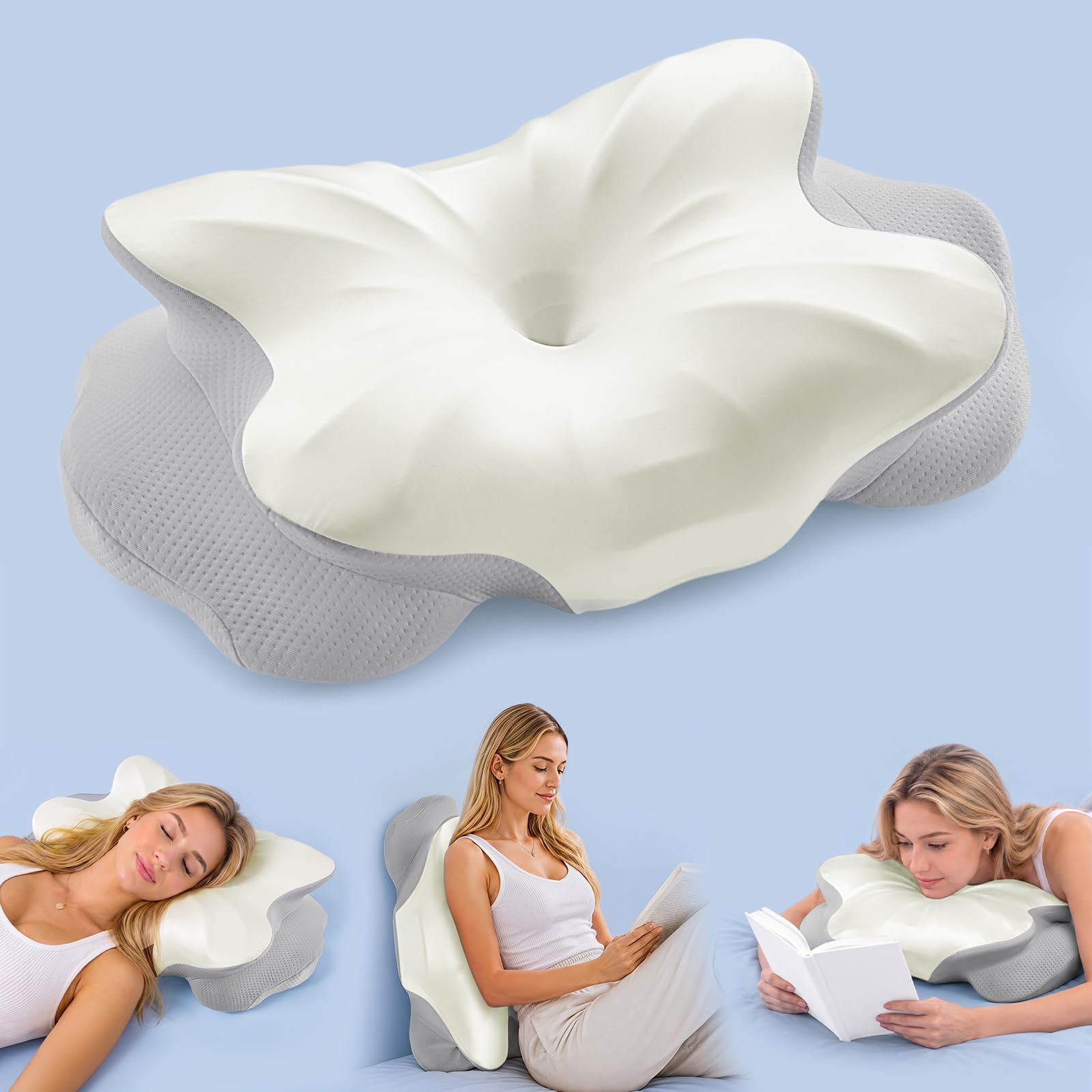 Sweetcrispy Ergonomic Cervical Neck Pillow, Memory Foam, Contour Pillow