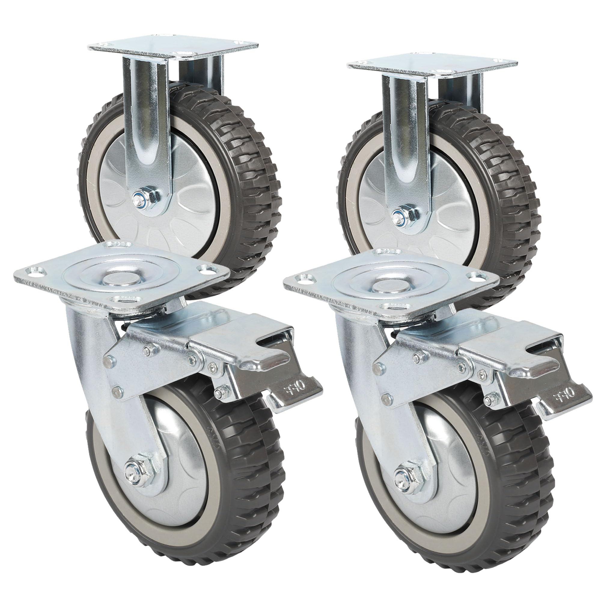 uyoyous 4 ruote per piastre da 150 mm, con 2 freni, ruote industriali, 2 ruote girevoli con freno, 2 ruote fisse per carichi pesanti 1000 kg