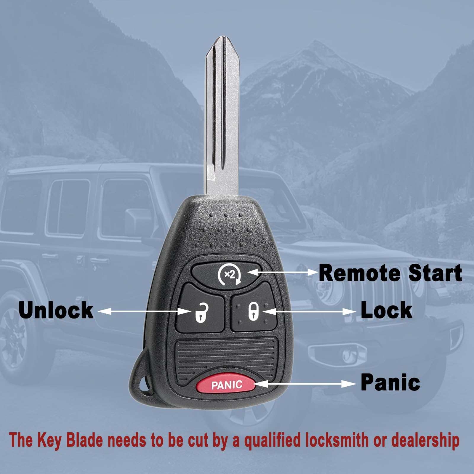 Vurkcy Key Fob Replacement For 2009-2018 Jeep Wrangler/ 10-17 Compass Patriot Car Keyless Entry Remote Control, OHT692713AA, 4 Buttons, 2Pcs, Keyless - View #5