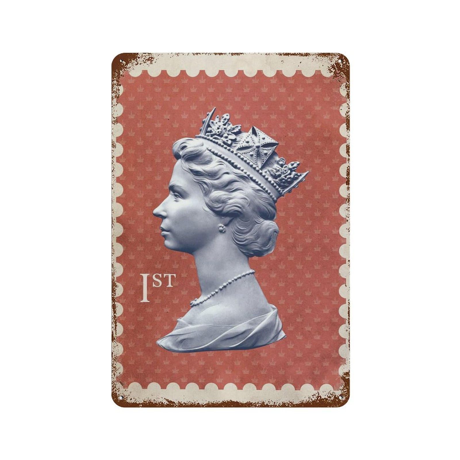 xiaoxiaoshen Queen Elizabeth Stamp Wall Decor Art Metal Tin Poster Modern Home Decor Art Home Bar Shop Decorations Vintage Sign 30x20cm
