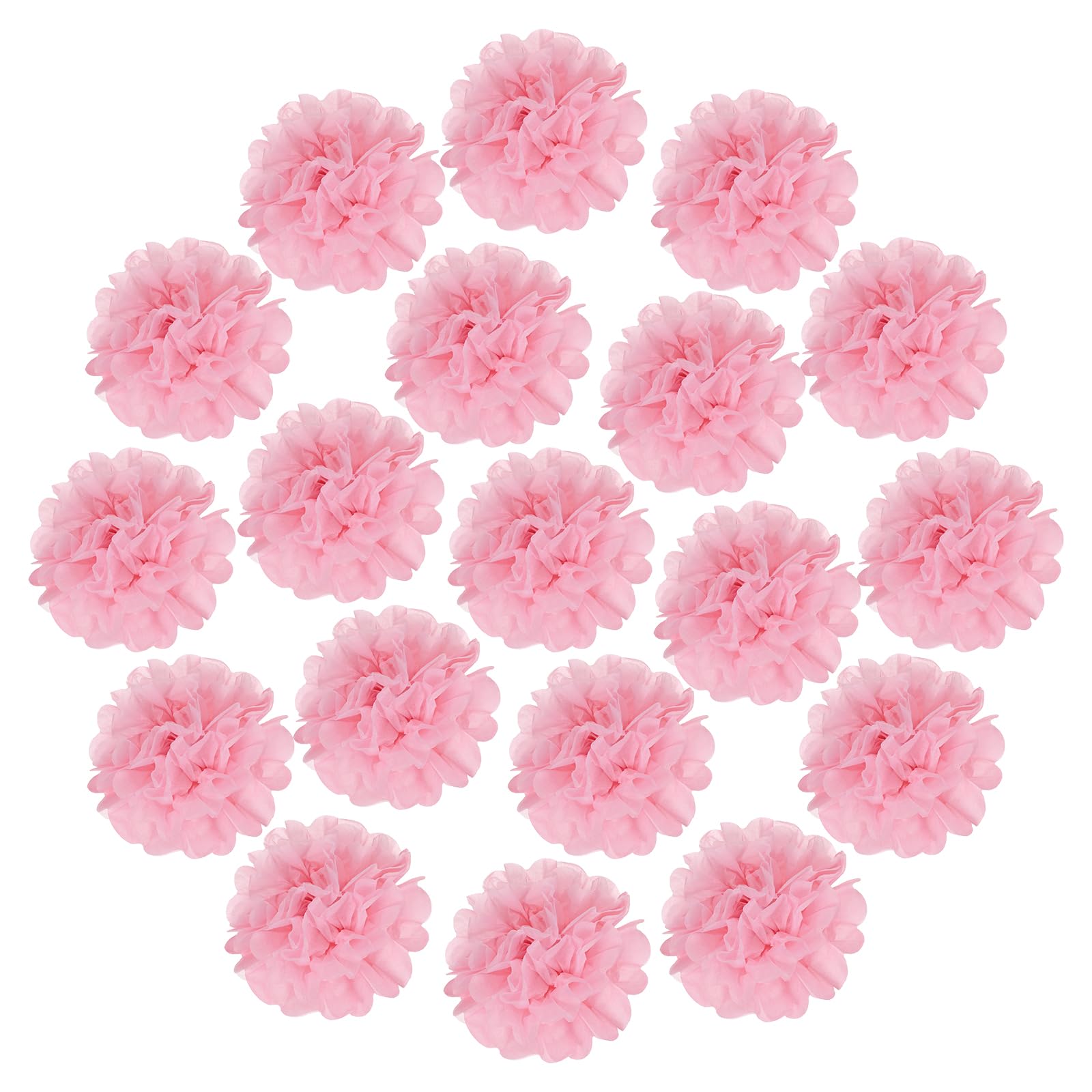 sourcing map 20Pcs Tissue Paper Pom Poms, 30cm Colorful Large Paper Flowers Wall Decorations for Fiesta Party Birthday Wedding Light Pink