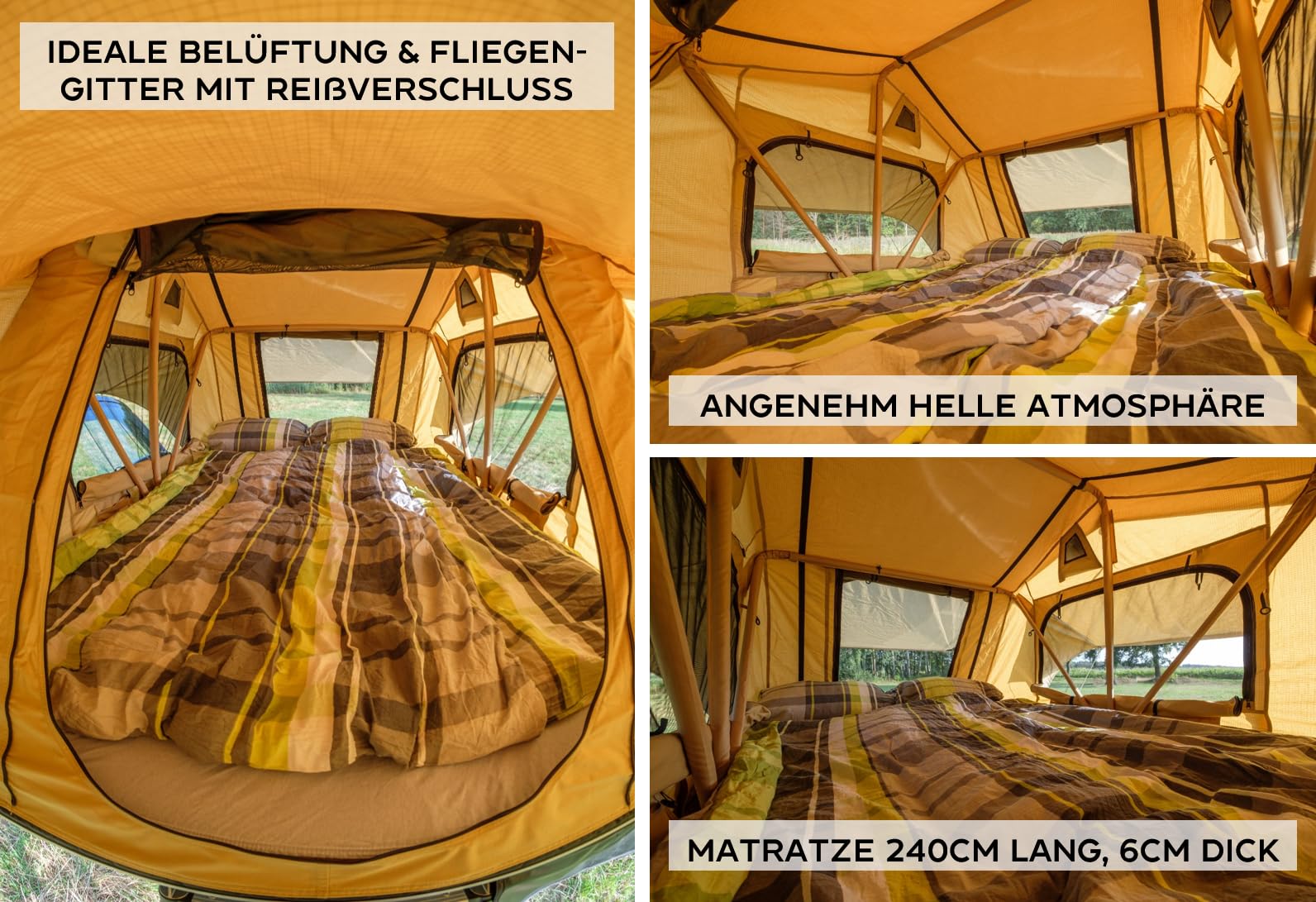 Adventurer140 Tente de Toit pour Voiture avec Maille 3D, Résistant à la Pluie, Coupe-vent, Ventilation 3D, 240 cm x 140 cm x 130 cm, 2 Personnes, Camping Automobile