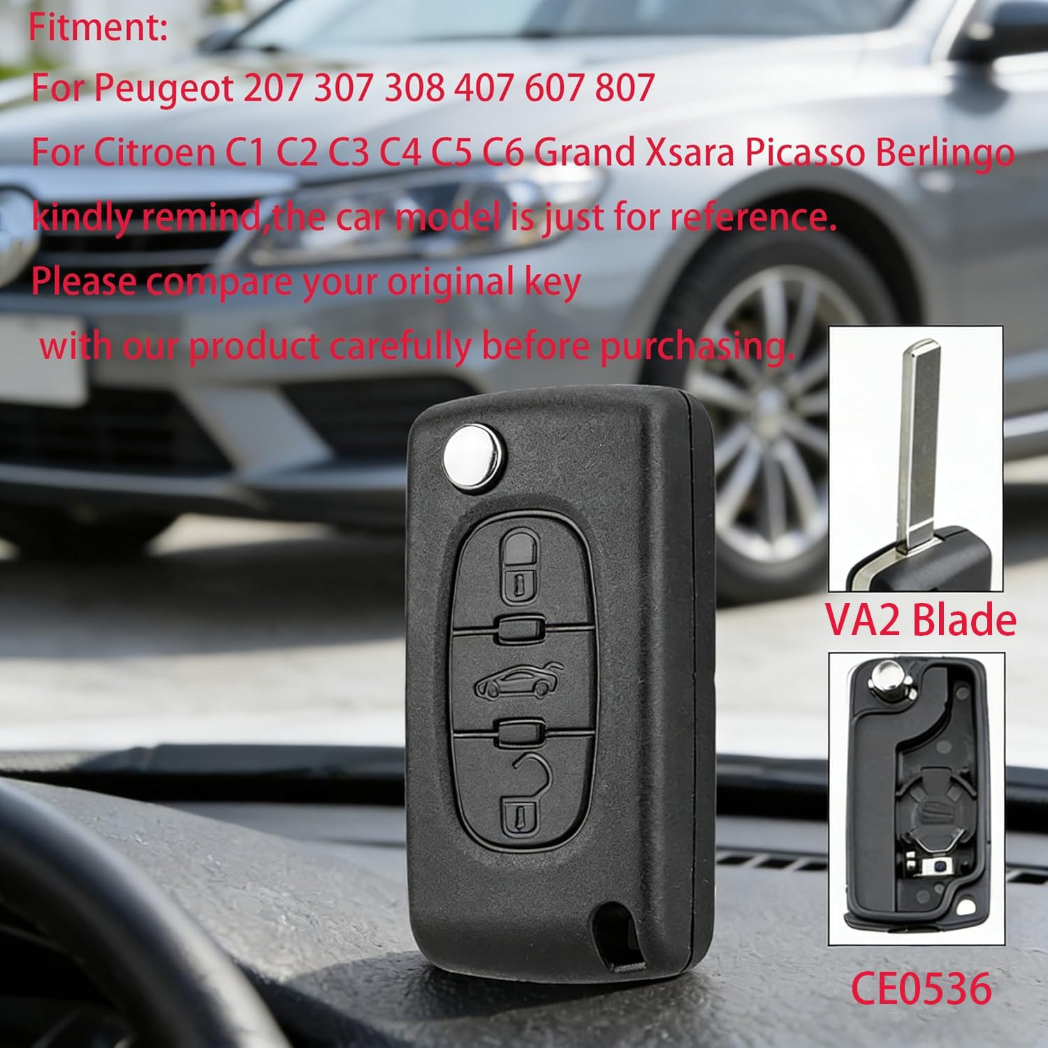 Coque De Clé De Voiture Pliable Peugeot 207 307 308 407 607 807 Citroën C2 C3 C4 C5 C6 - 2 Ou 3 Boutons HU83 523