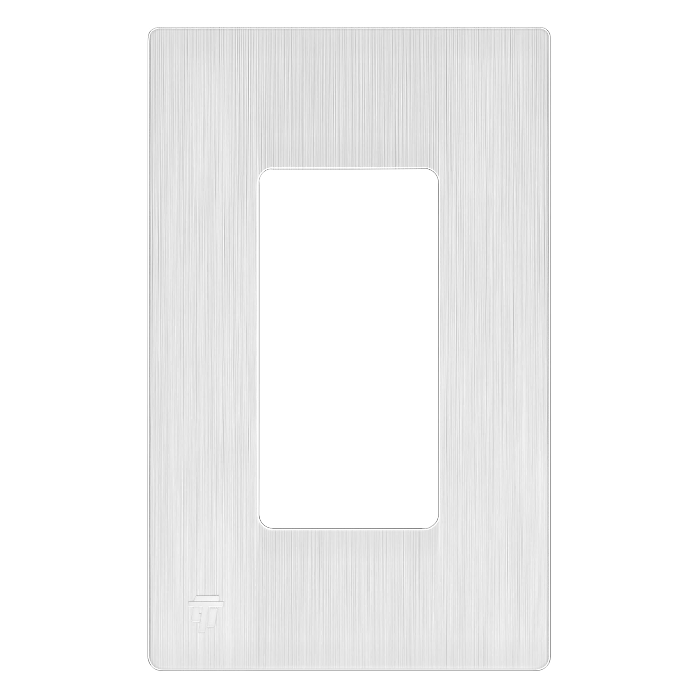 TG Screwless Decorator Wall Plates Child Safe Outlet Covers, Size 1-Gang 4.68" H x 2.93” L, Unbreakable Polycarbonate Thermoplastic, Glossy, Brushed White (1 Pack)