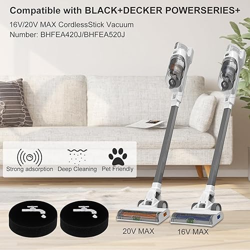 Miniatura 2 de Paquete de 8 filtros de esponja compatibles con BLACK+DECKER POWERSERIES+ aspiradora inalámbrica BHFEA420J BHFEA520J BHFEA18D1  Kit de filtro de