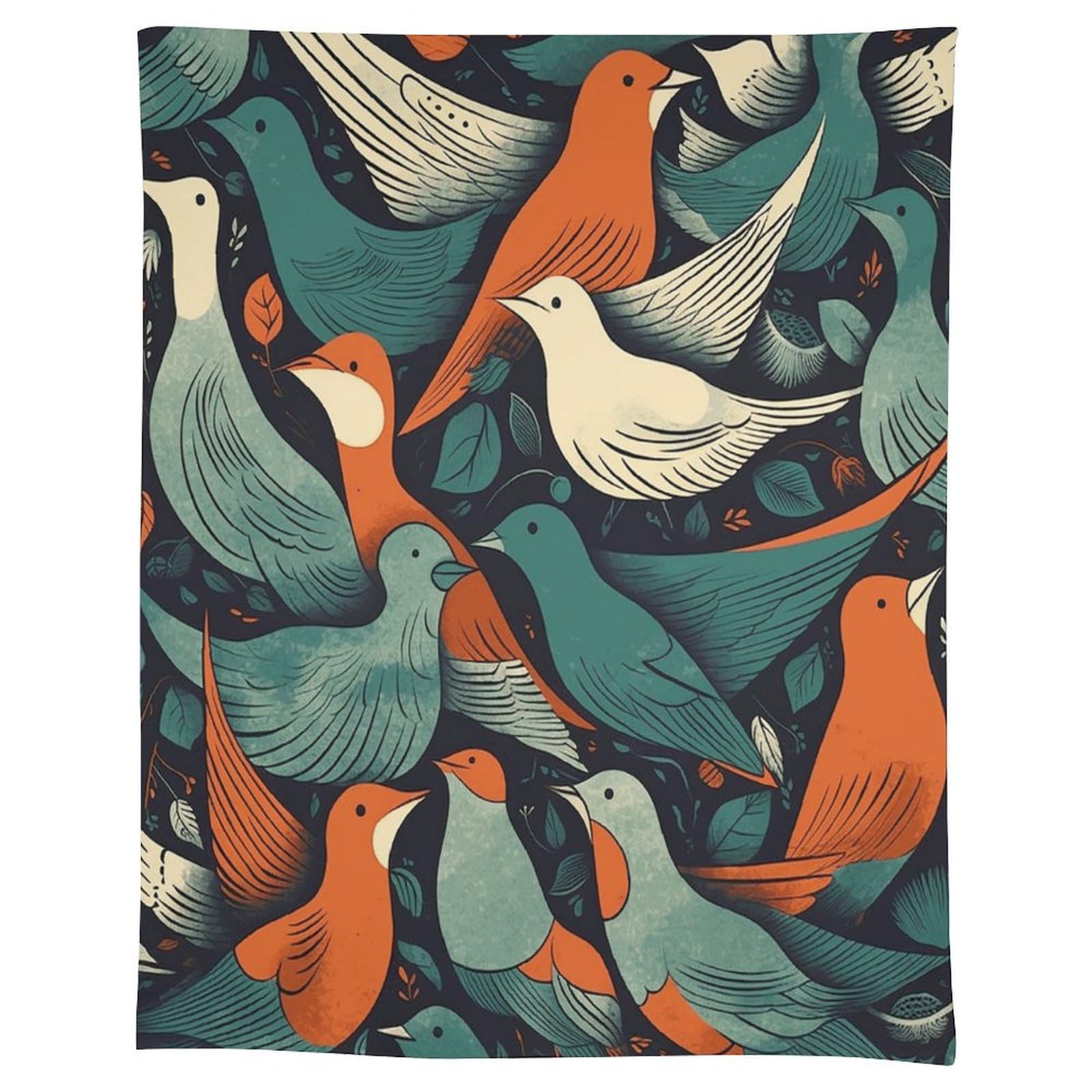 Nappe lavable et décorative en tissu à motif oiseaux pour table d'intérieur