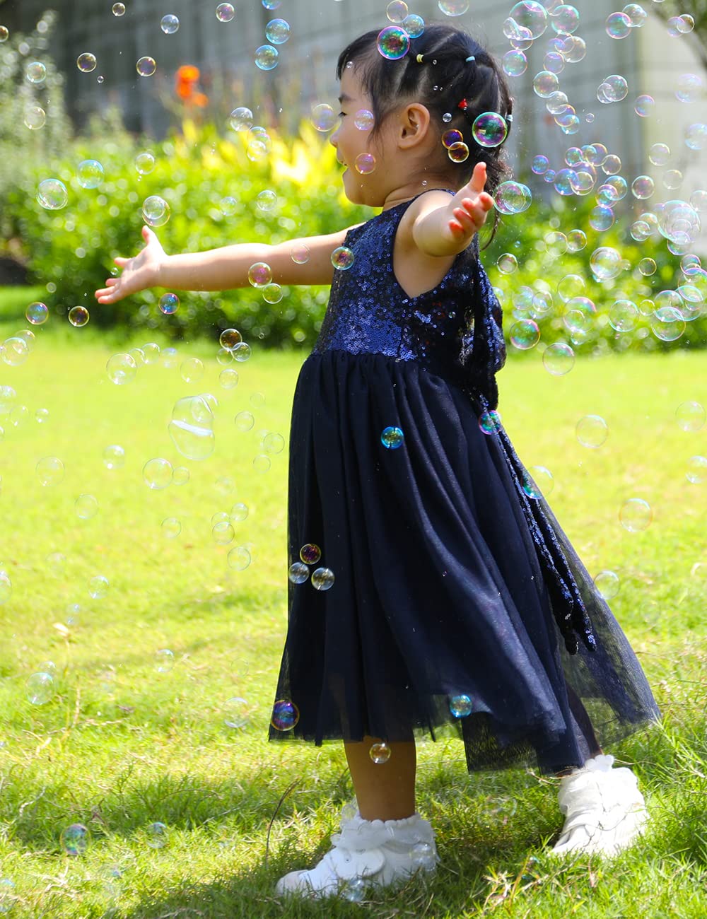 Cilucu Vestido tutú para niñas pequeñas, vestido de encaje con espalda en V, cinturón y lazo