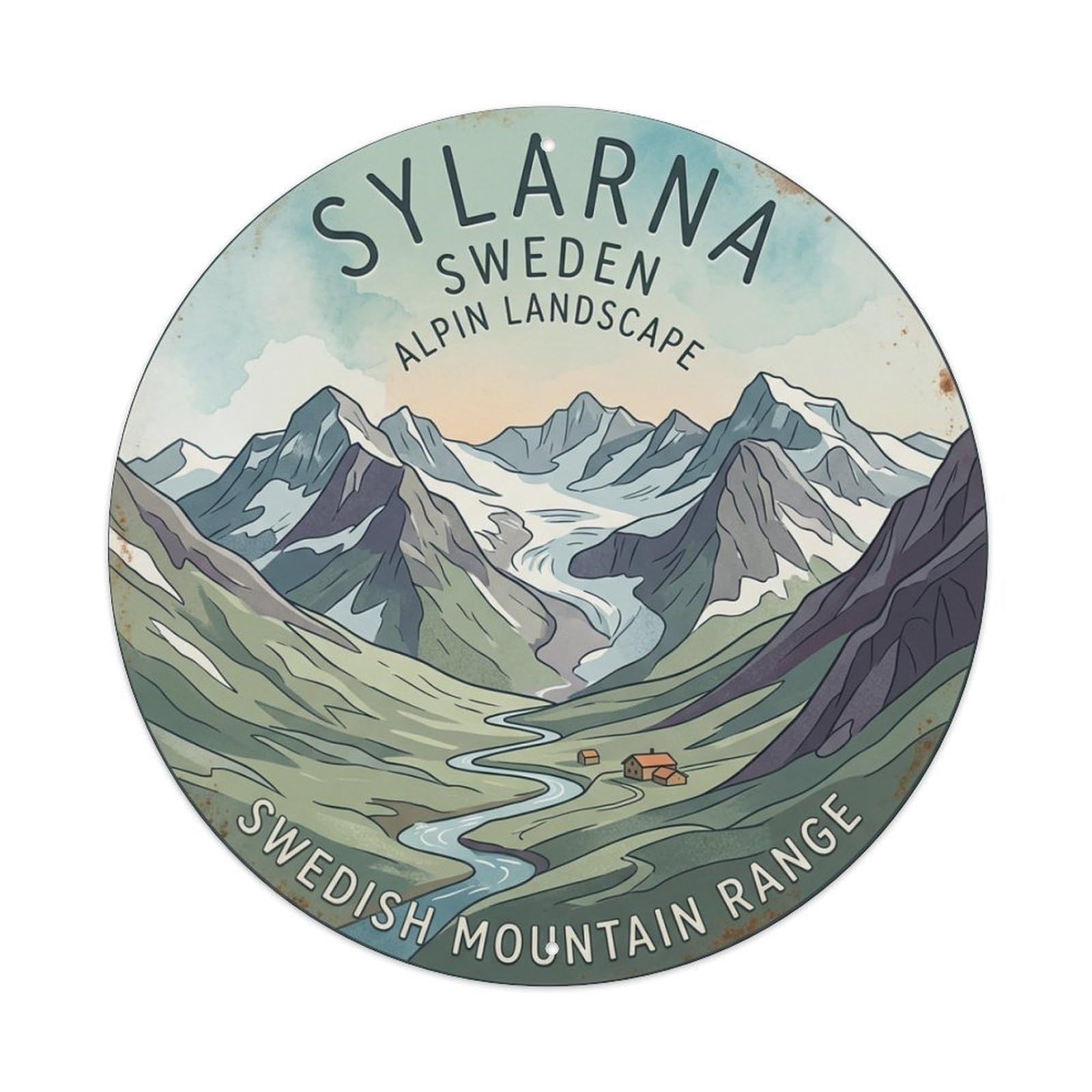Vintage Travel Sylarna Sweden Range Metal Tin Sign