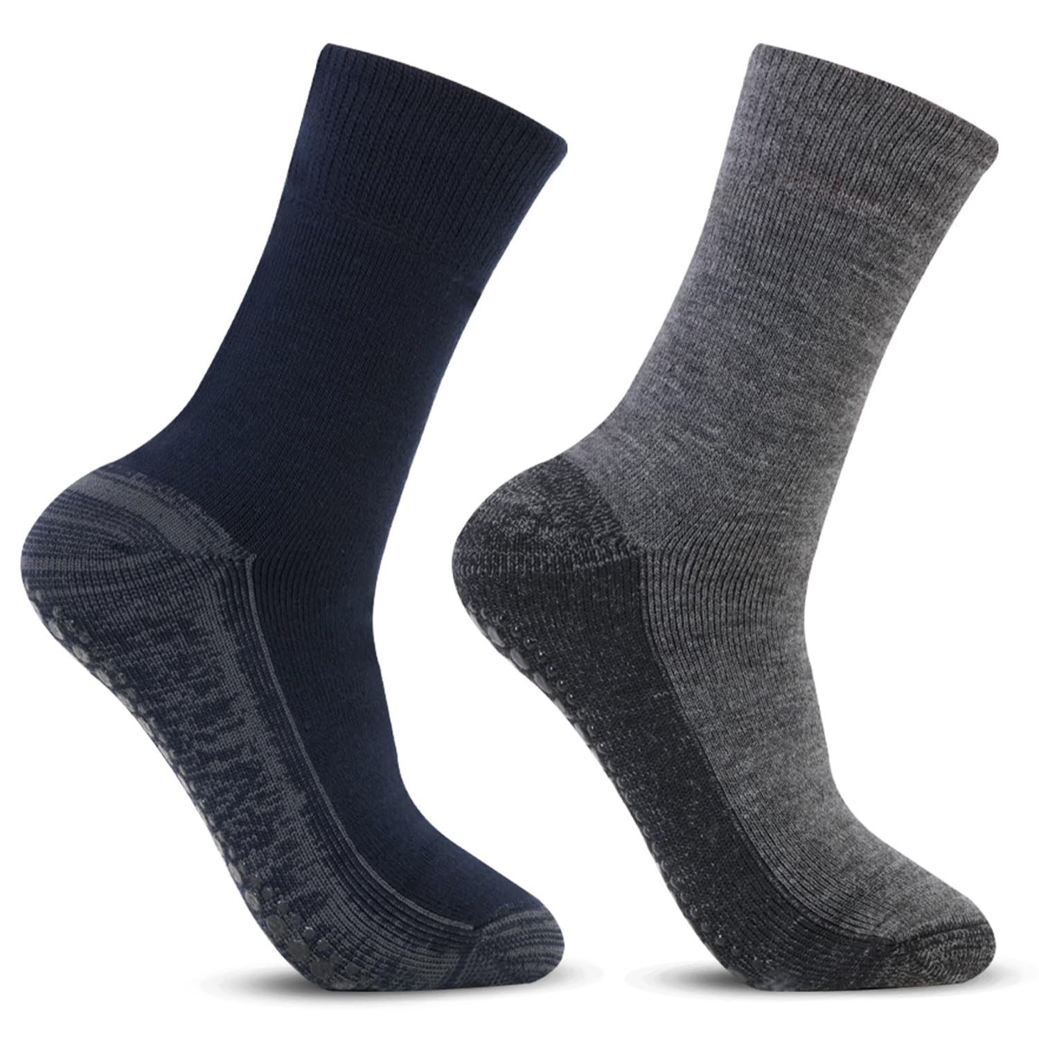 Bonjour Men's Woolen Anti-Skid Indoor Socks -Anthra, Pack of 1, Free Size