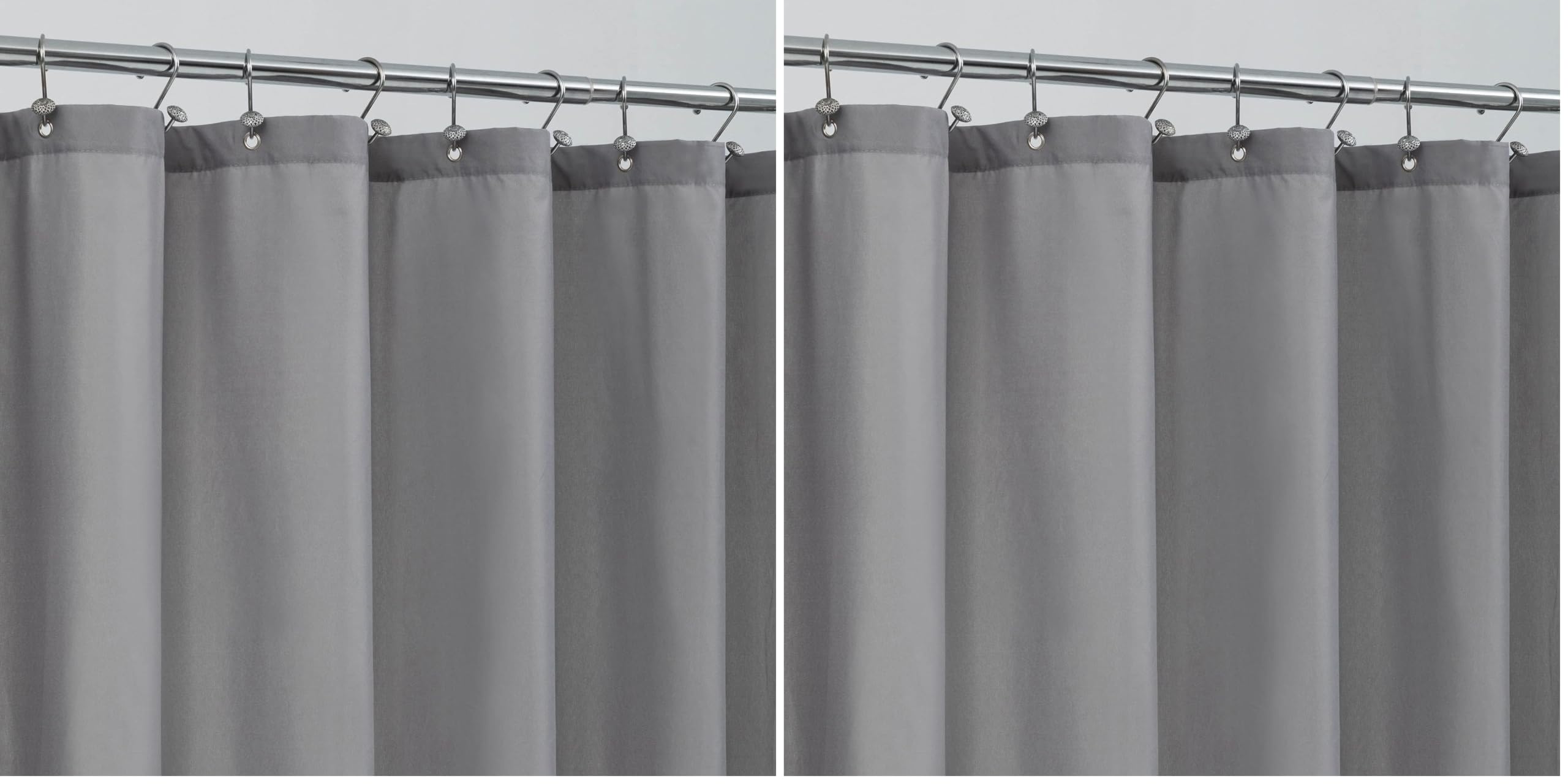 ALYVIA SPRING Waterproof Fabric Shower Curtain Liner - Soft &amp; Light-Weight Cloth Shower Liner with Magnets, Hotel Quality &amp; Machine Washable - Standard Size 72x72, Gray (Pack of 2)