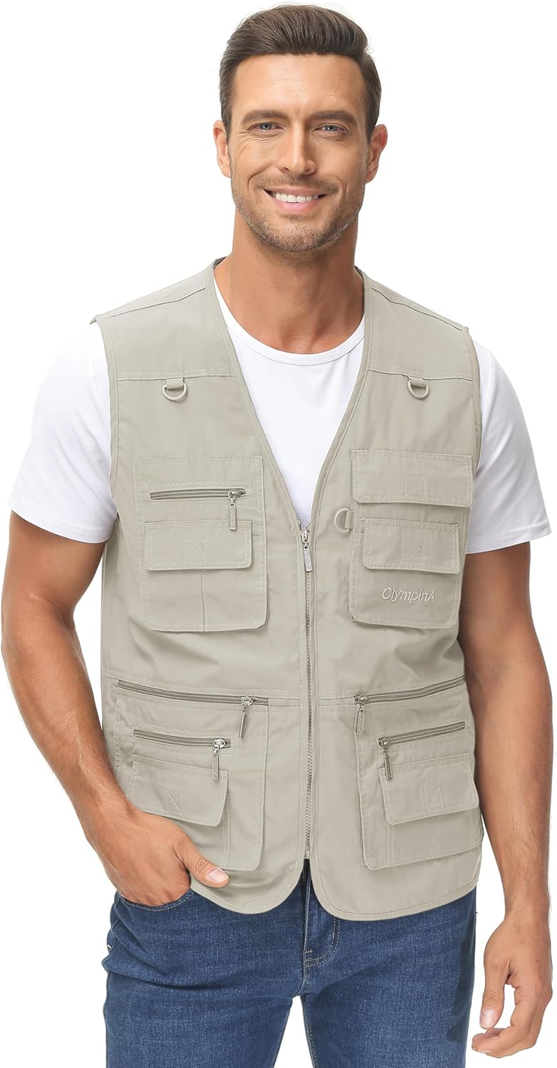 Lentta Men's Fishing Vest Summer Outdoor Lightweight Work Photo Vest 16 Pockets - Image 4
