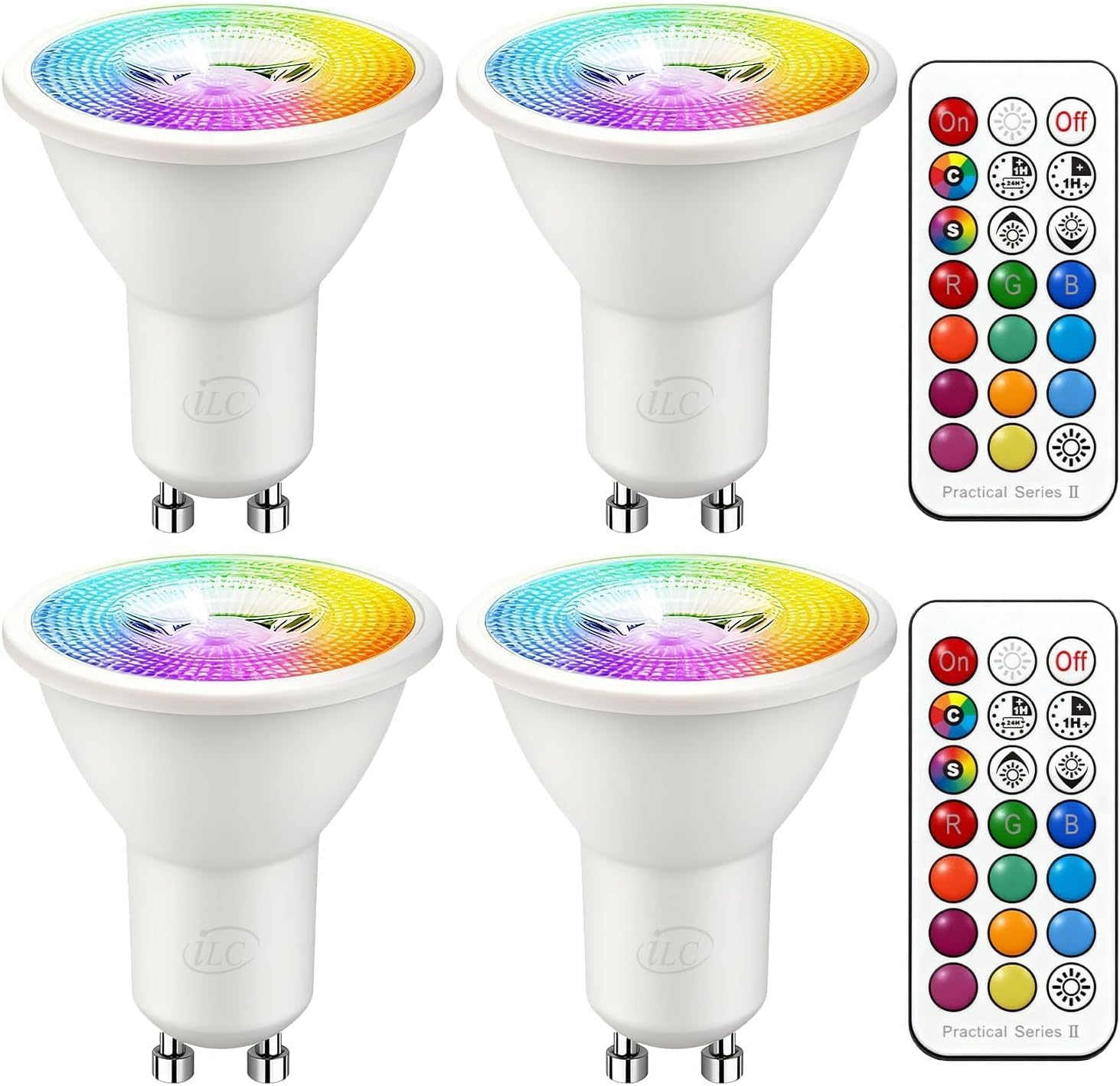 iLC 4 x LED Spotlight Reflector Light Colour Changing 5 W Dimmable Warm White (2700 K) RGB LED Light Bulb Replacement for 40 W Halogen Bulbs with GU10 Socket