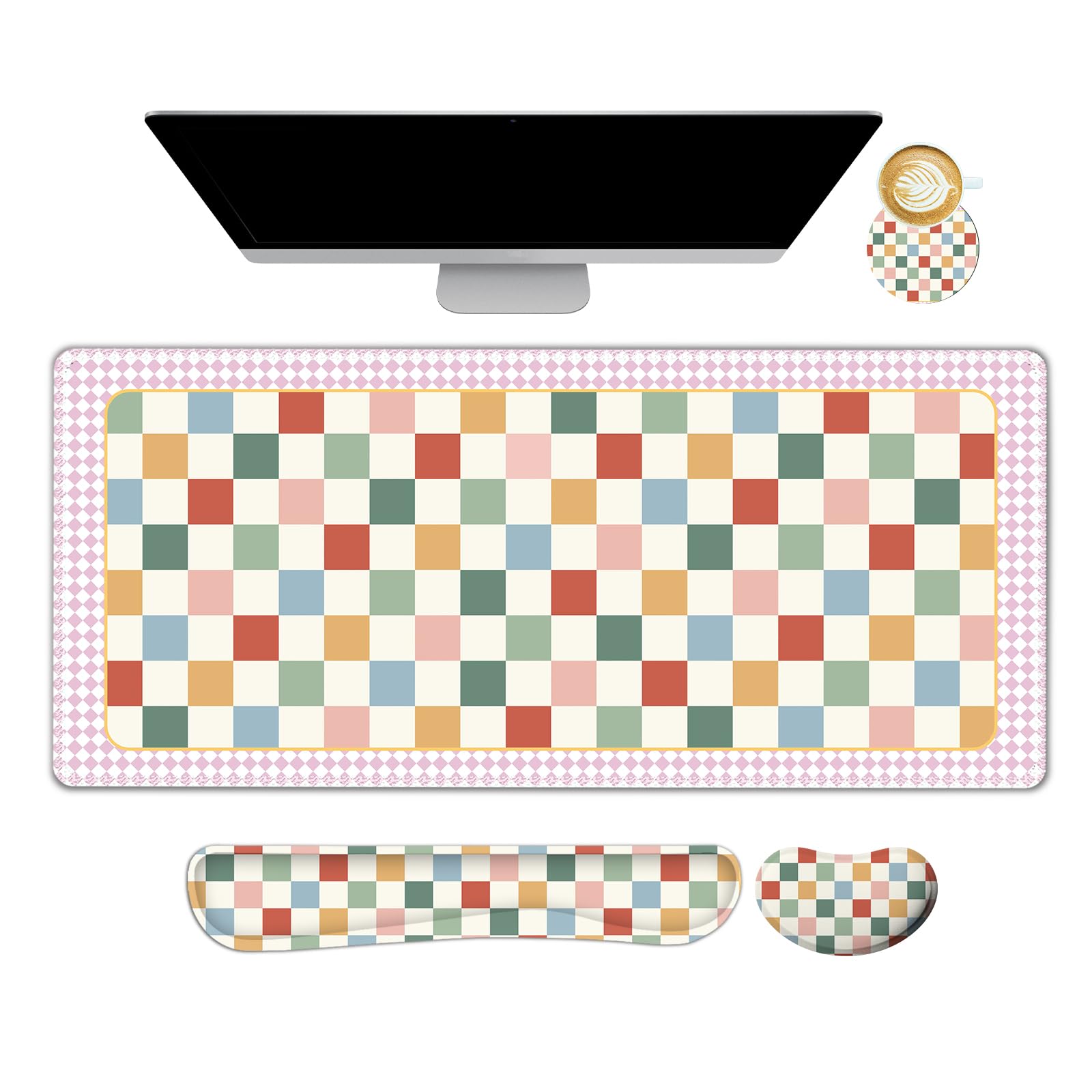 Gaming Wrist Rest & Keyboard Desk Mat - Orange Flowers -16