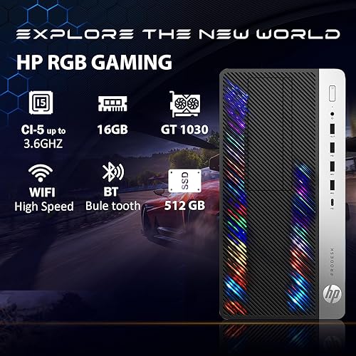 Miniatura 3 de HP RGB - Computadora de escritorio para videojuegos, Intel Quad Core I5-6500 de hasta 3.6 GHz, GeForce GT 1030 2 GB, 16 GB DDR4, 512 GB SSD, teclado