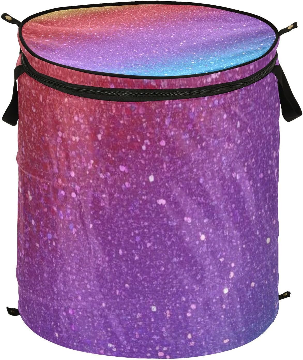 Rainbow Gradient Glitter laundry basket collapsable and waterproof laundry basket with handles with sturdy handle bins art big for nursery kitchen quilt canastas para organizar juguetes