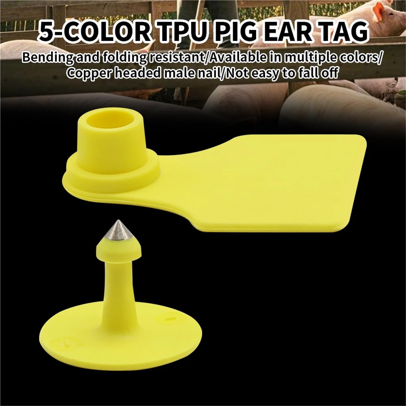 Set di 150 targhette per orecchie vuote per bestiame, marcatori per orecchini, per bovini, mucche, suini, cervi, cammelli, cavalli (giallo)