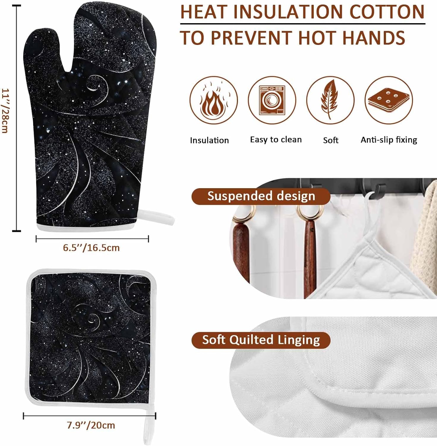 耐熱ミトン 購入 星空 テクスチャー ドット 幻想的 抽象 ミトン·鍋敷2点セット 耐熱グローブ オーブングローブ やけど防止 滑り止め 耐熱ミトン  オーブンミトン 鍋つかみ 耐熱 300℃ 2枚セット 鍋 耐熱ミトン 星空 テクスチャー ドット 幻想的 抽象 ミトン·鍋敷2点セット 耐熱グローブ オーブングローブ やけど防止 滑り止め