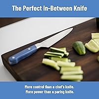 Vista 4 de Misen - Cuchillo utilitario de 5.5 pulgadas – Acero inoxidable AUS-10 japonés de alto carbono – Hoja híbrida alemana y japonesa – Cuchillo de cocina