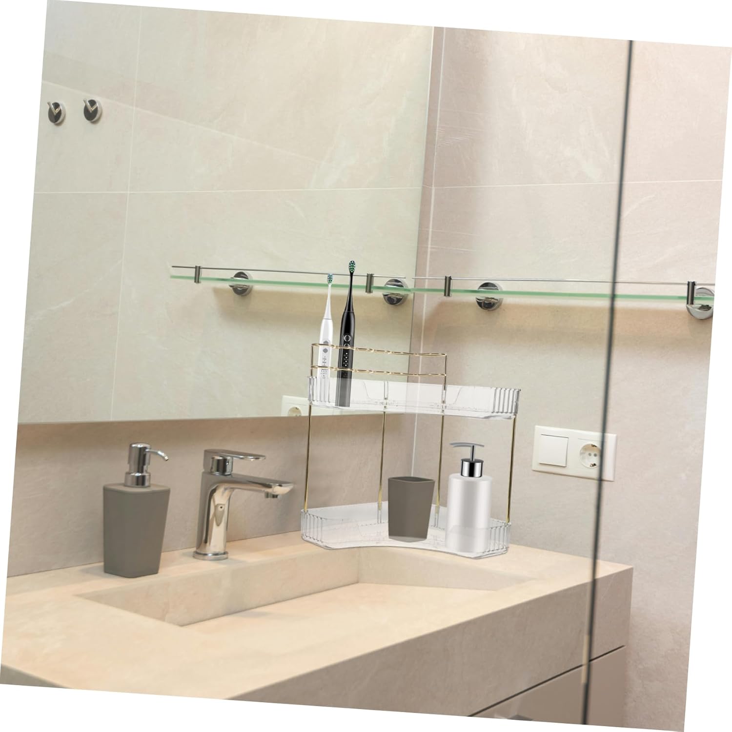 Vanity Organizer Skincare Box Makeup Storage Brush Holder Corner Tray Lotion Container