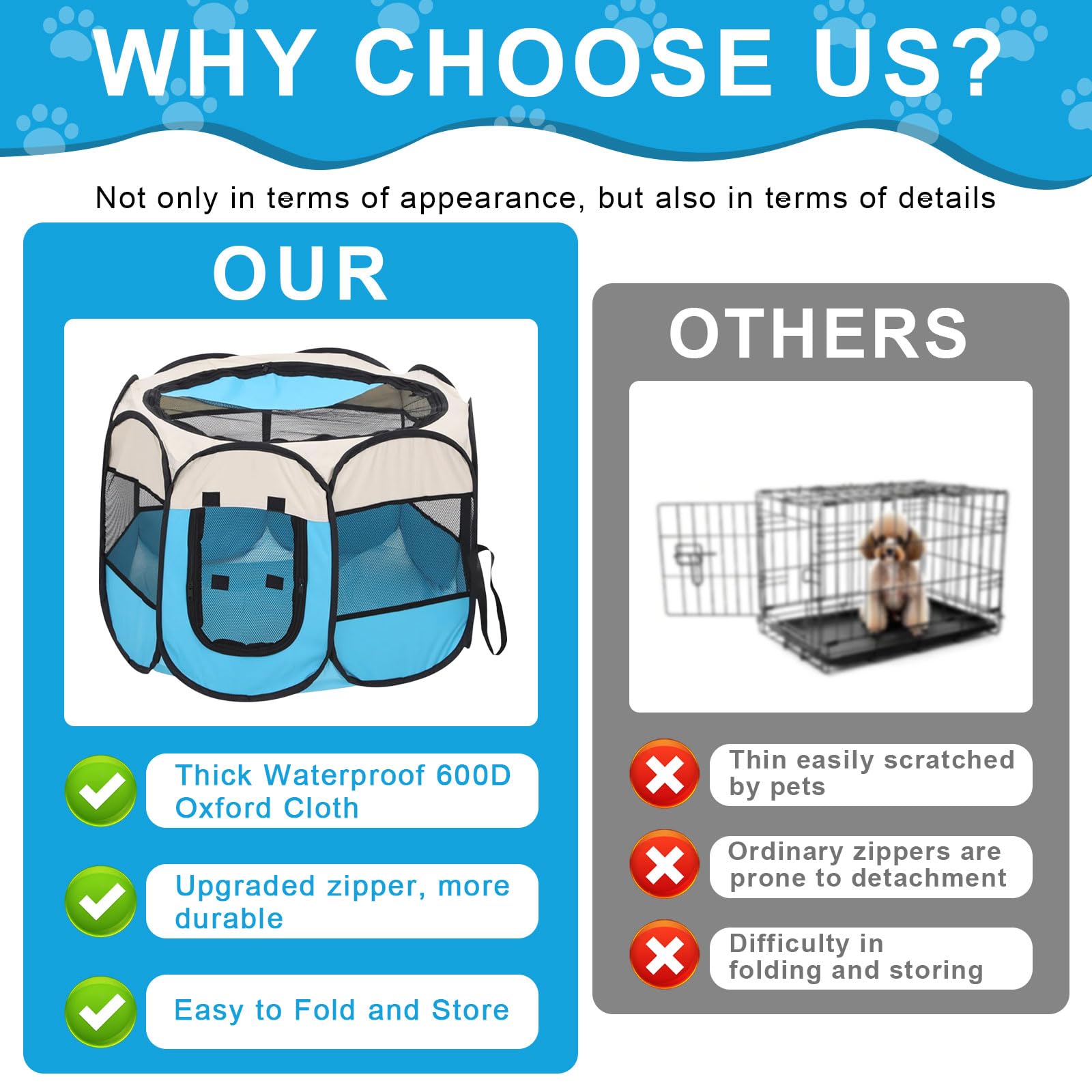 Caño para cachorros plegable para perros y gatos, parque portátil para cachorros, caja plegable para gatos, resistente al agua, tela Oxford, parque para perros, jaula para gatos, perros, conejos