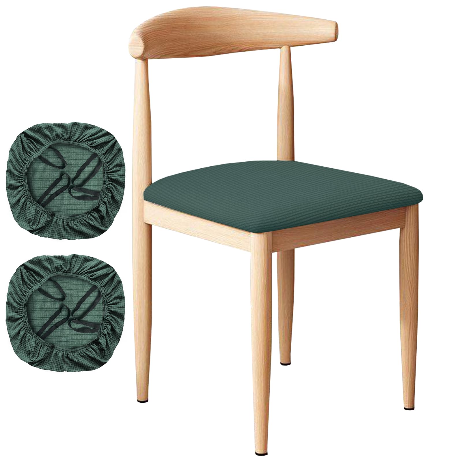 FYTXSZ Office Chair Seat Cover Universal Fit Dining Room Chair Covers Stretch Washable Slipcover Protector for Desk Swivel Computer Chairs (Black Green-2 Pack)