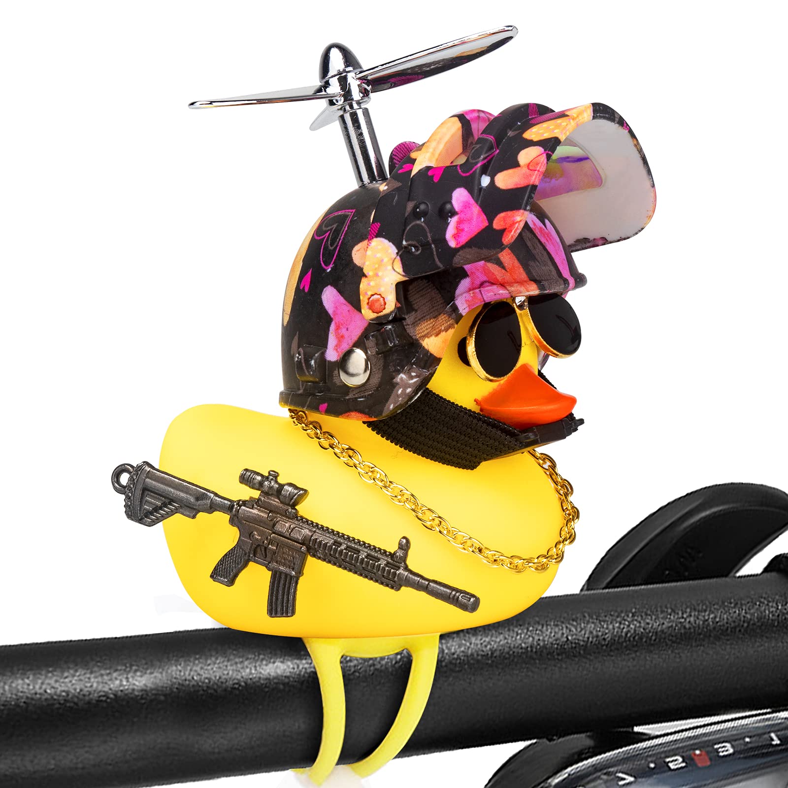wonuu Rubber Duck Car Ornaments, Squeeze Duck Dashboard Decorations Bicycle Decor for Cycling Motorcycle & Bicycle Accessories Decorations (Love-L&G)