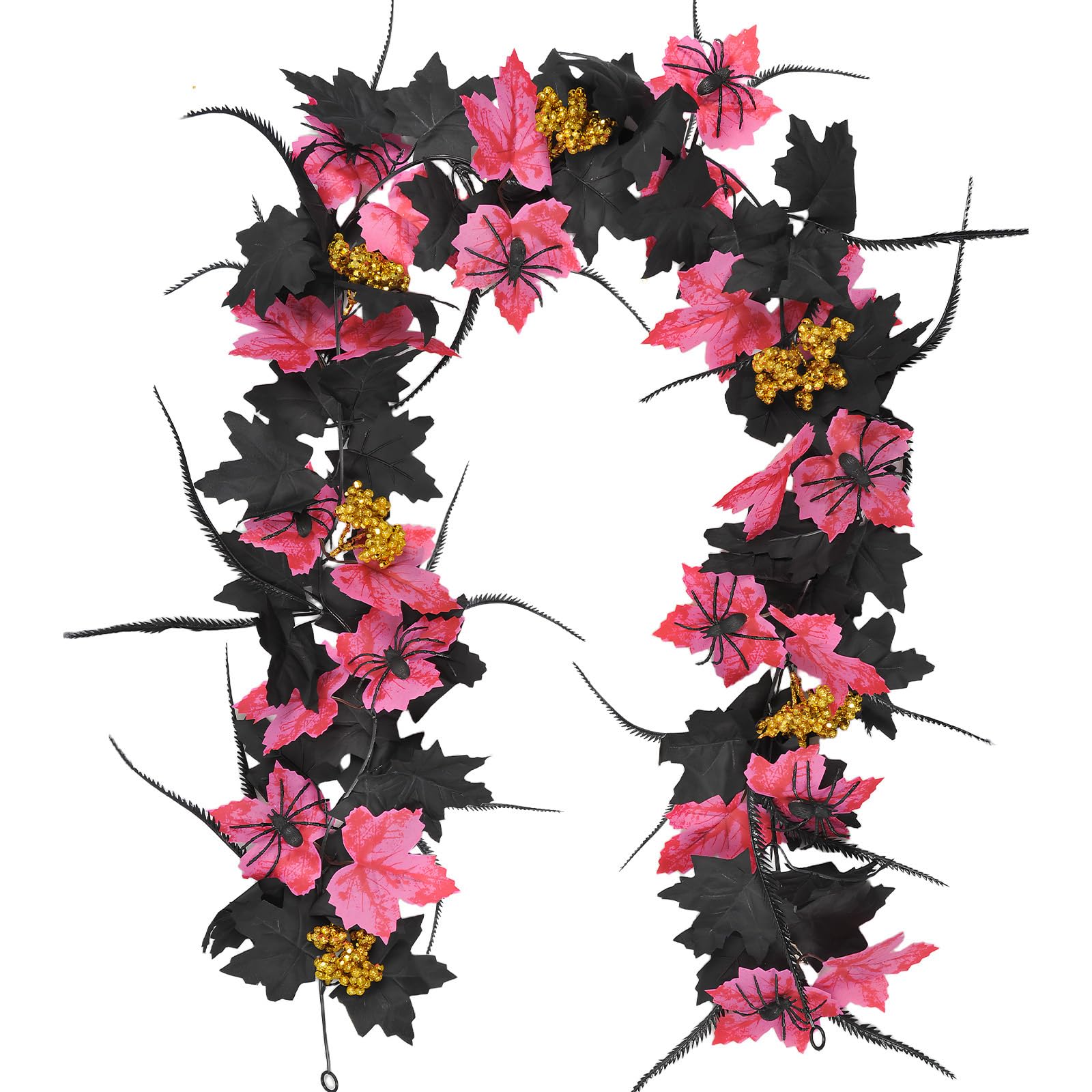Tsophreniq Artificial Maple Garland Bendable Fall Decor Silk Flowers for Halloween Thanksgiving Home Accent Bendable Silk Maple Garland Halloween Fall Home Decor with Artificial for Party