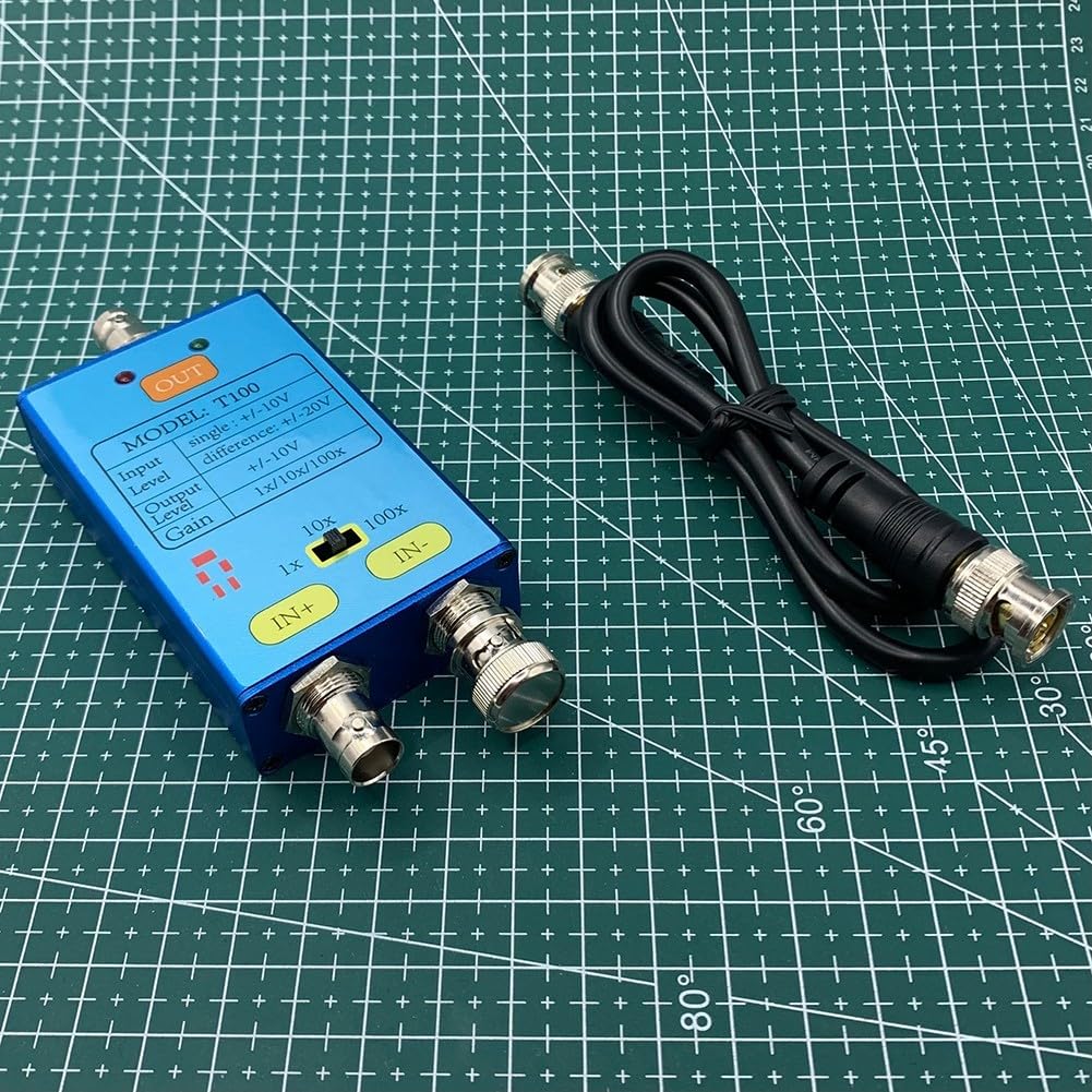 T100 1X/10X/100X Differentialsonde für Oszilloskop, 10M Bandbreite, Verstärkung schwacher Signale, USB-C wiederaufladbar, für Elektronikingenieure und Forschung und Entwicklung