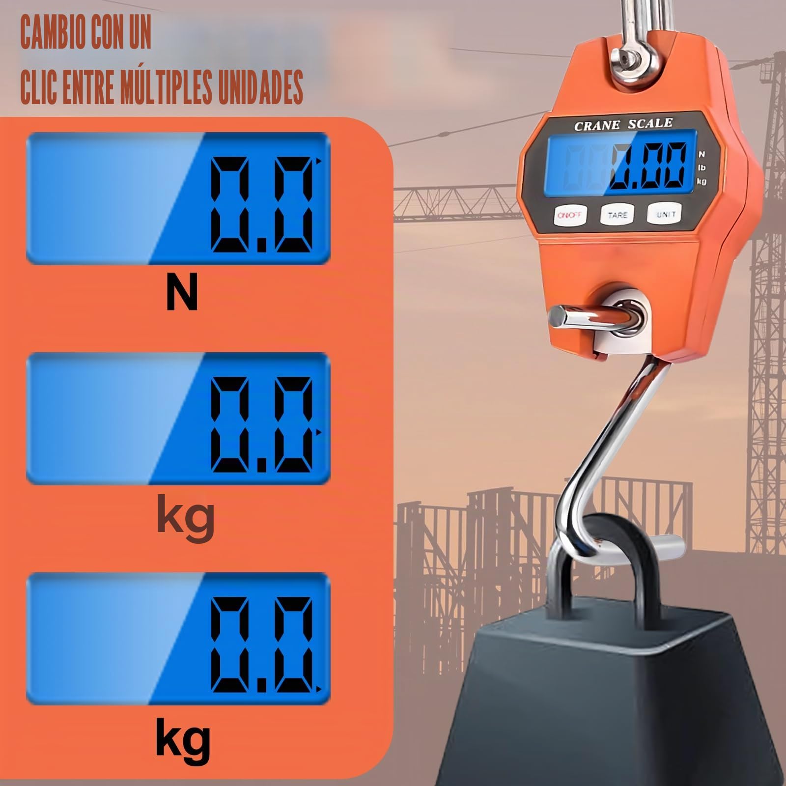 Báscula colgante digital de 300 kg con gancho, báscula electrónica de grúa LCD, portátil con sensor preciso para viajes, vida familiar, maleta, pesca