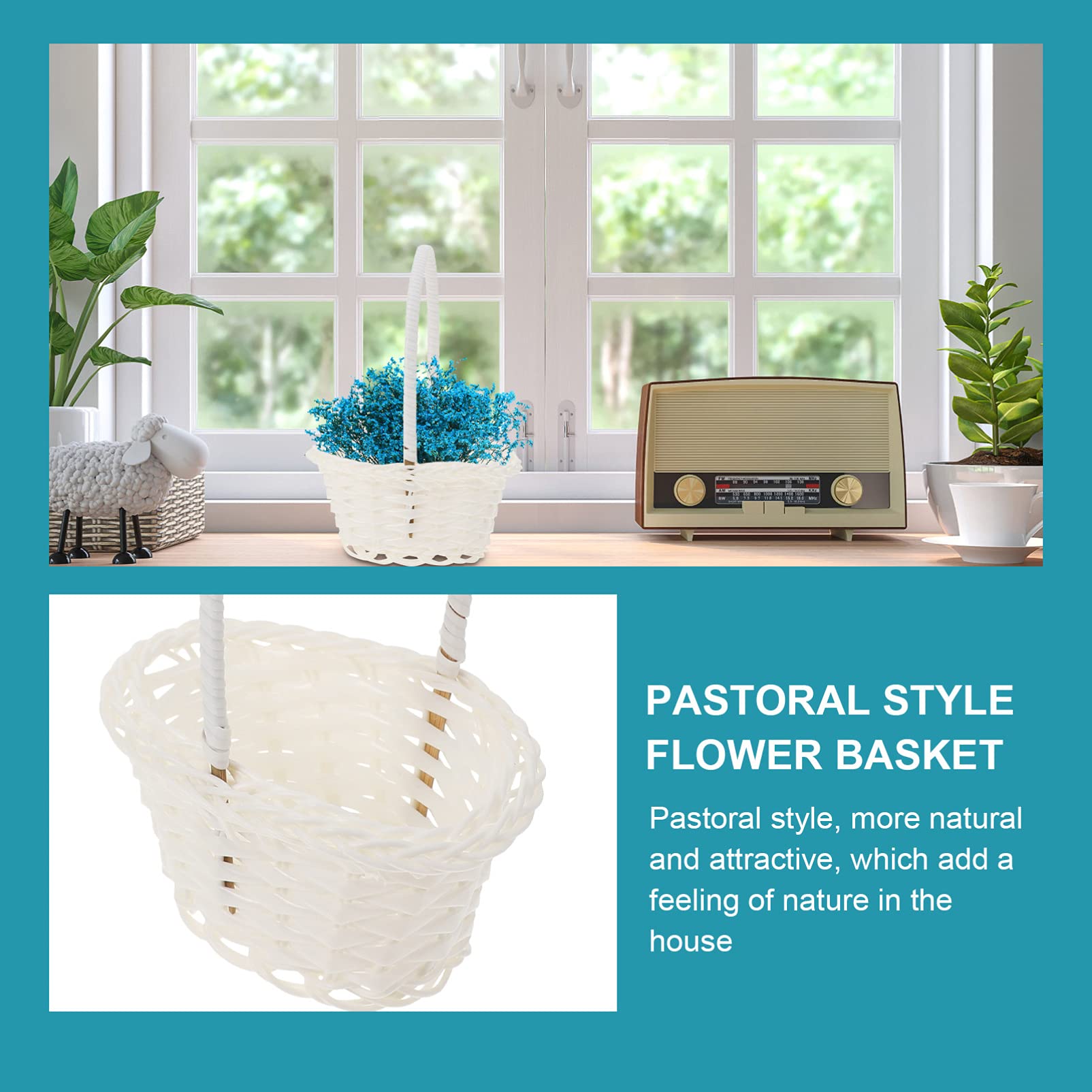 Set 3 Cestini Decorativi Pastorali - Ideali Per Fiori, Matrimoni E Decorazioni Casa