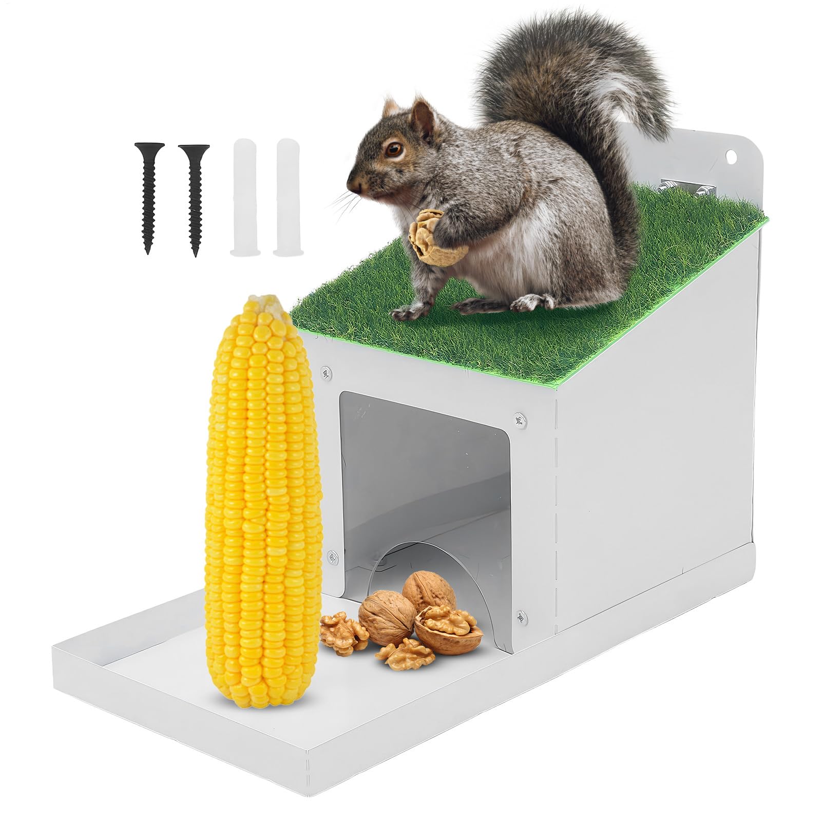 Mangeoire pour écureuil étanche avec couvercle relevable pour extérieur