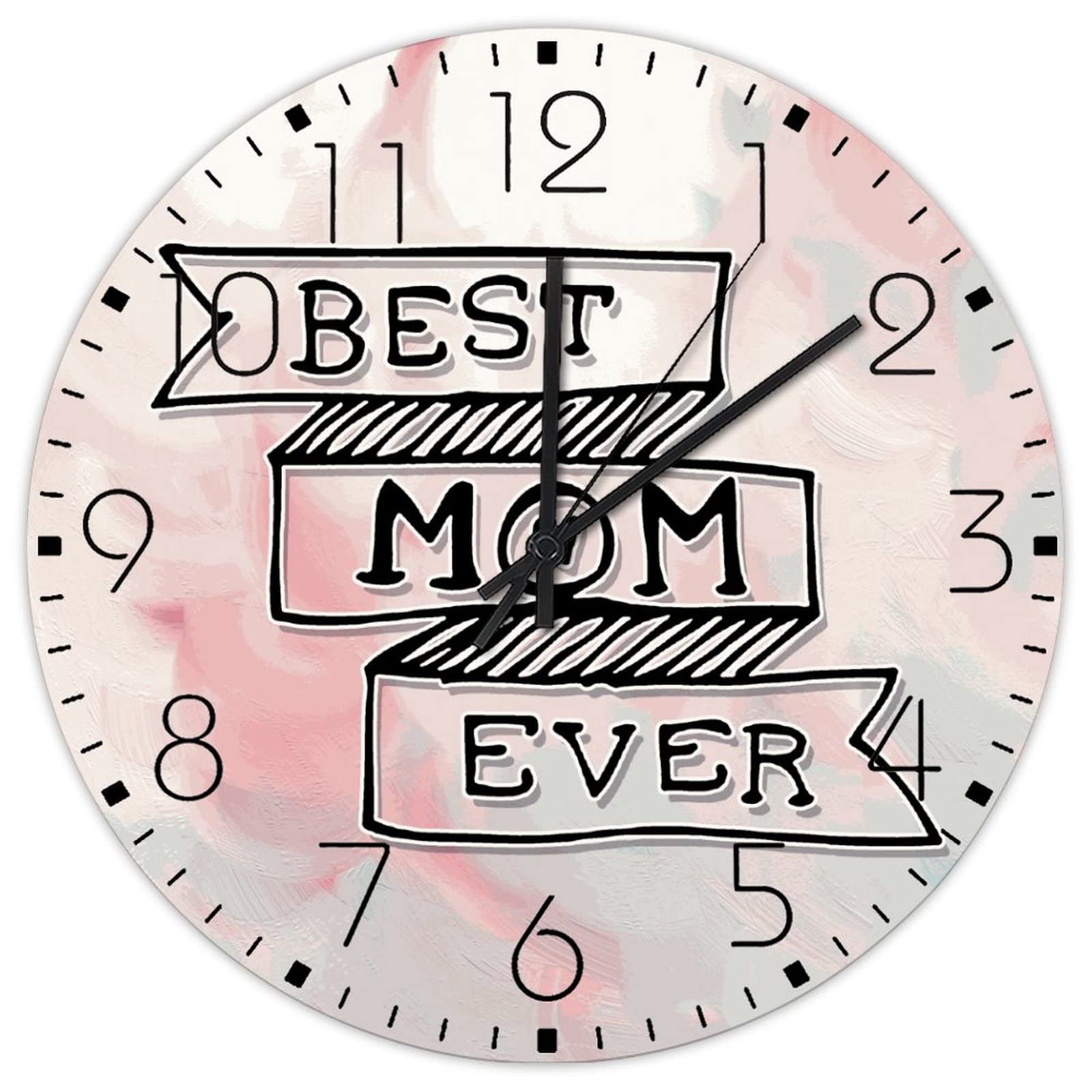 Horloge Best Mom Ever en bois cadeau fête des mères déco murale 38cm