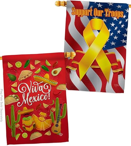 Miniatura 7 de Viva Mexico House Flags Pack Summer Party Cactus Pinata Sombrero Mexican Fiesta Outdoor USA Applique Small Decorative Gift Yard Banner Made in 28 X