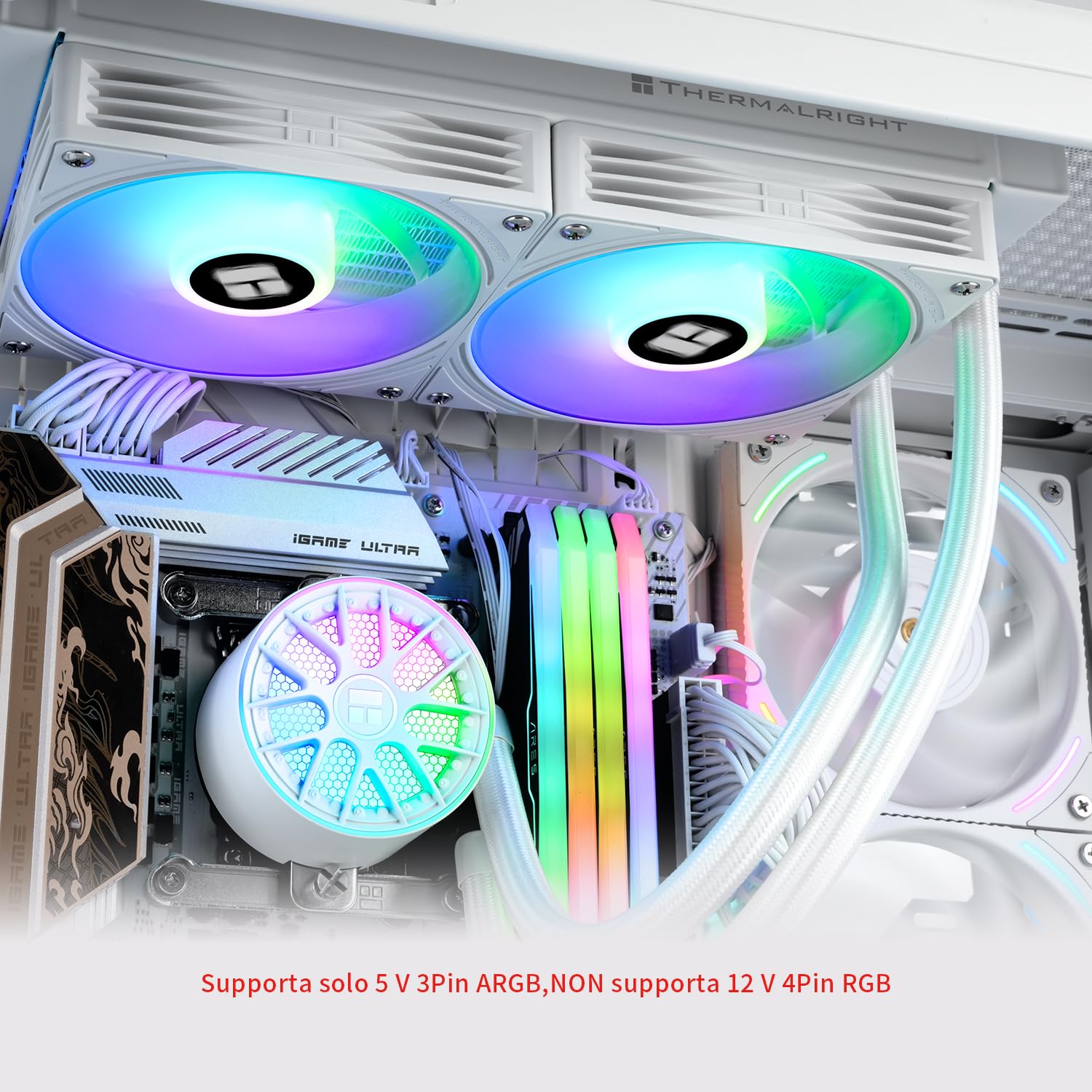 TR-AQUA ELITE 240 V6 ARGB Blanc-Refroidisseur de liquide CPU, pompe efficace contrôlée par PWM, pour AM4/AM5, Intel LGA1150/1151/1200/2011/1851/1700, radiateur intégré refroidi à l’eau-Blanc