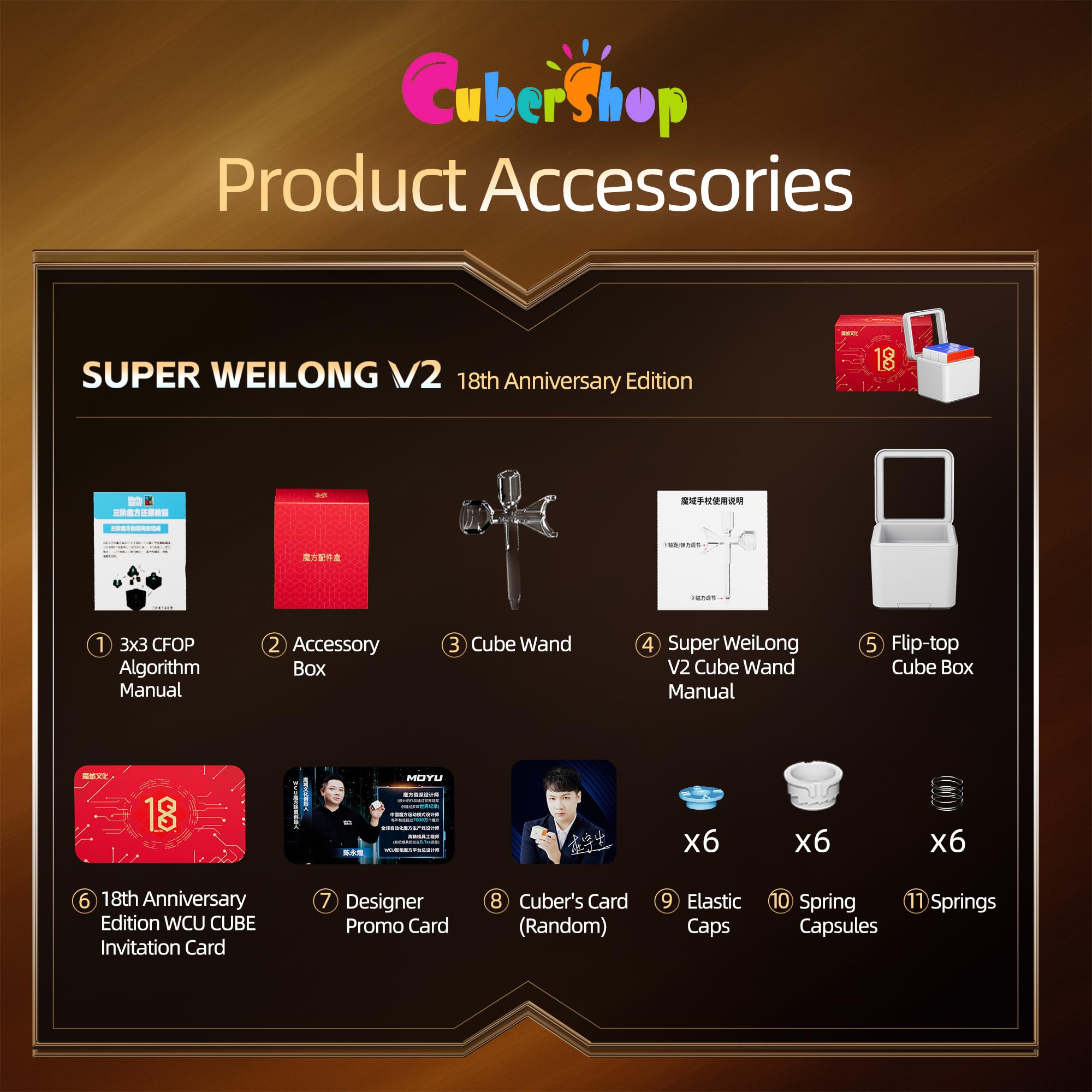CuberShop Moyu Super WeiLong V2 Pro 18th Anniversary Special Limited 20-M MagLEV Ball Core Professional 3x3 Magnetic Speed Cube Collettore di cristallo trasparente 18th Anniv UV Coated 2025 Flagship