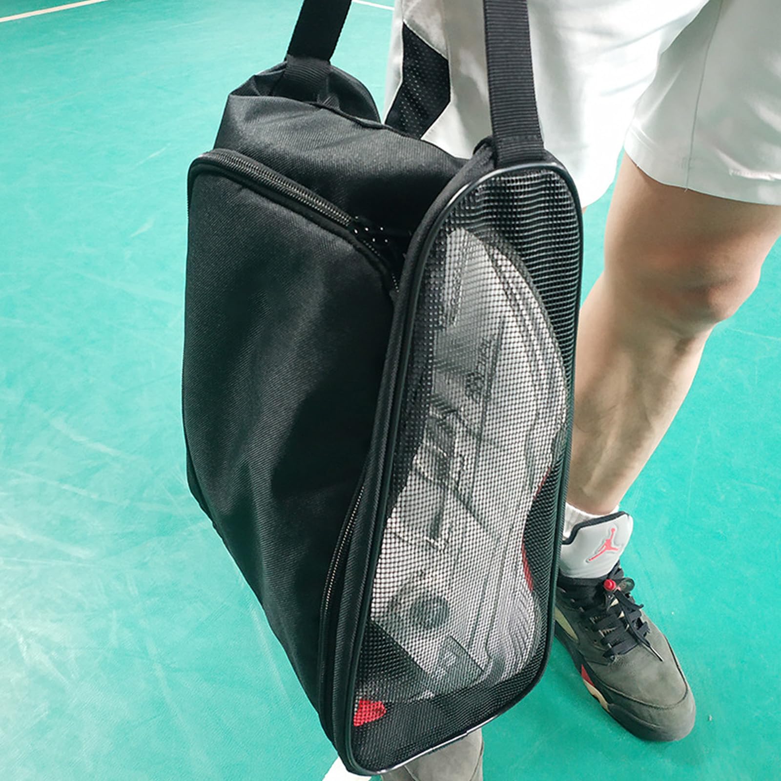 Generisch Tragbare Sportschuhtasche mit verstärktem, doppeltem Reißverschluss für Badminton Turnschuhe, Fitnessstudio und Reise Sportzubehör Aufhängen