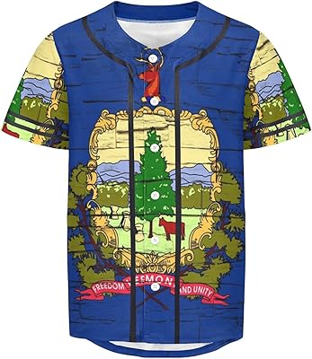 Vnurnrn Vermont State Flag Mens Baseball Button Down Jersey Hipster Hip Hop T Shirts