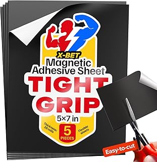 Strong Self-Stick Adhesive Magnetic Sheets 5 Pcs (5x7/13x18cm) – Customizable Magnetic Paper for Photo, Magnet Stickers, Labels, Crafts; for Fridge, Lockers, Whiteboards, Office, Projects
