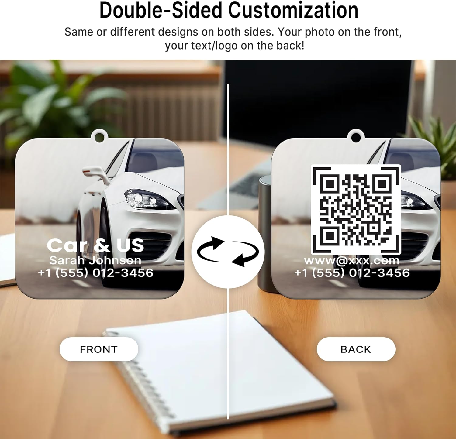 100Pcs Custom Logo Car Bulk Air Fresheners, Double-Sided Custom Air Fresheners with Picture, Personalized Air Freshener for Car, Suitable for Custom Gifts for Branding Business Events (Square)