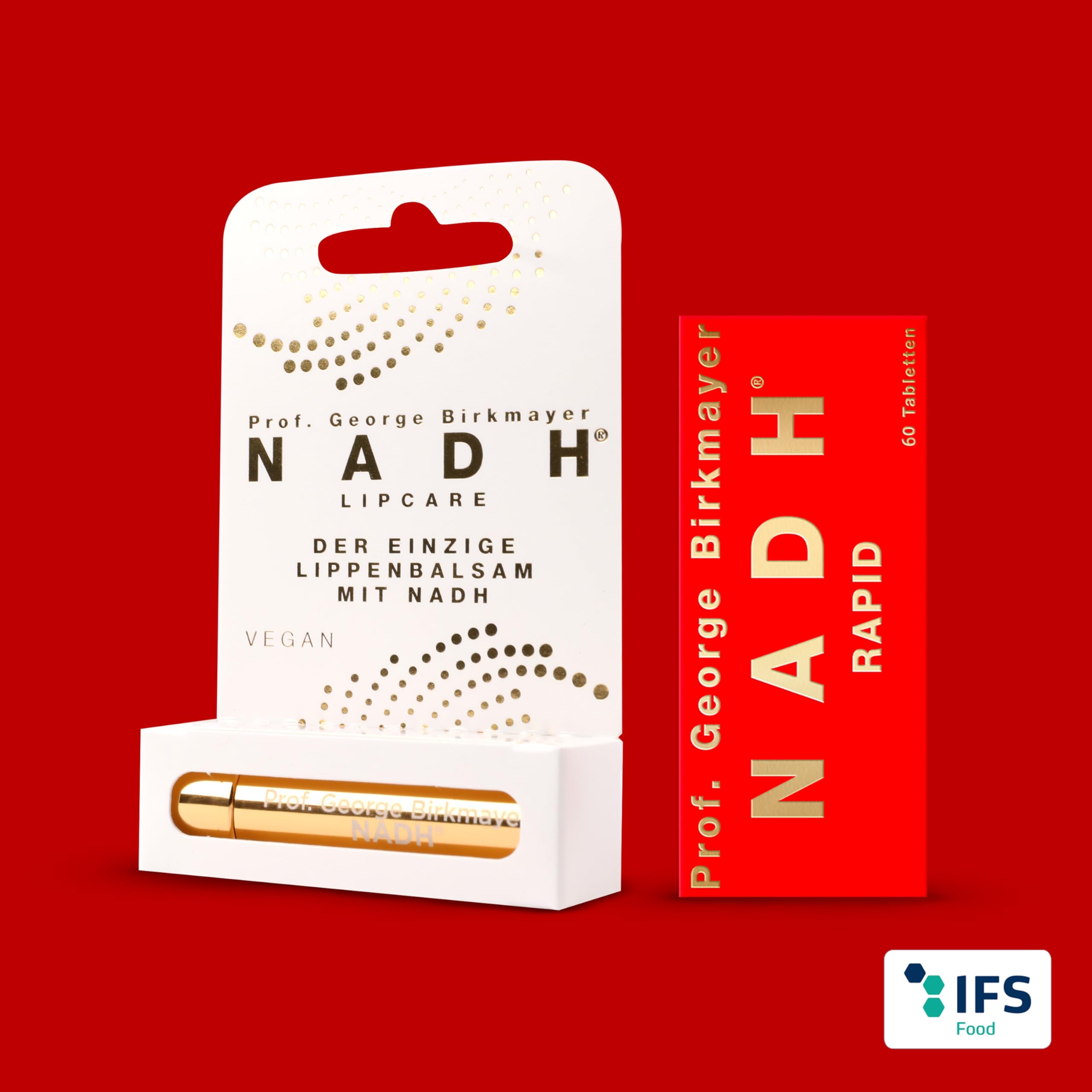 RAPID hochdosiert - 60 Tabletten + & Lippenpflege Set - Lutschtabletten + NADH Lipcare Lippenstift Lippenbalsam für gepflegte Lippen