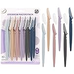 D 12 PCS Eyebrow Razor,Dermaplane Razor,Face Razors for Women,Dermaplaning Tool for Face,3 Colors Facial Hair Shavers with Precision Cover,Facial Hair Remover for Women,Eyebrow Trimmers for Men(Gray)