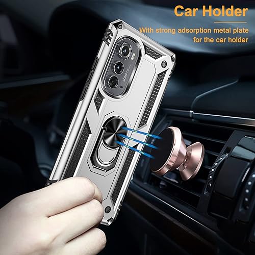 Miniatura 6 de Funda para Motorola Edge 2022 con 2 protectores de pantalla de vidrio templado, grado militar 16 pies, cubierta protectora probada contra caídas con