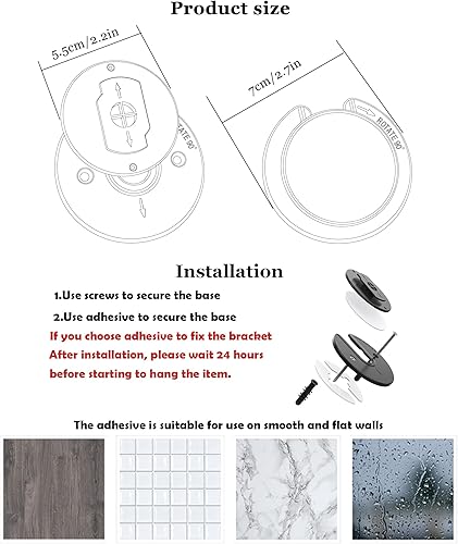 Miniatura 6 de NOTMBESTM Soporte de pared universal para tableta, ajustable, giratorio de 90 grados, apto para iPadKindlee-Reader y más (paquete de 2) (negro)