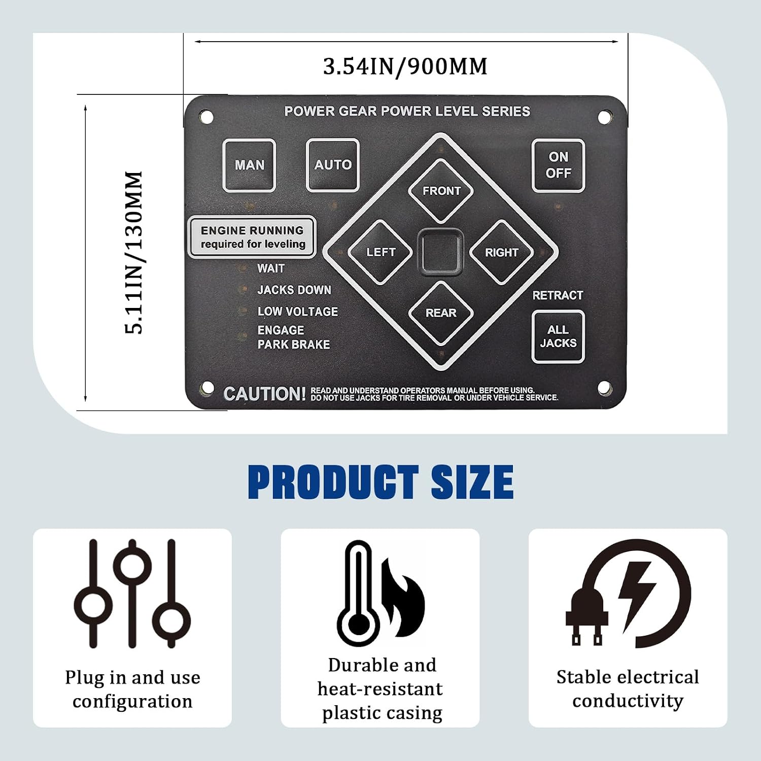 368991 RV Auto Leveling Touchpad Replacement Compatible with Lippert Ground Control 3.0 & Power Gear Systems, Replaces 500629S 500629 359080 359072 141-0023012, Plug and Play with Harness Adapter